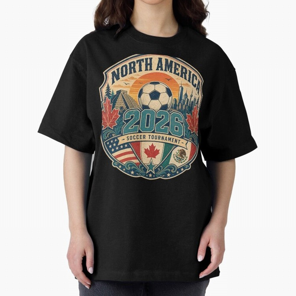 USA Canada Mexico Soccer Cup Oversized T-Shirt Bring a Champion Mindset to FIFA World Cup 2026 USA Canada Mexico Filled with Neymar, Haaland and Cristiano Ronaldo, Brazil Energy, Worldwide Fan Energy, Dramatic Goals, Stadium Lights and Championship