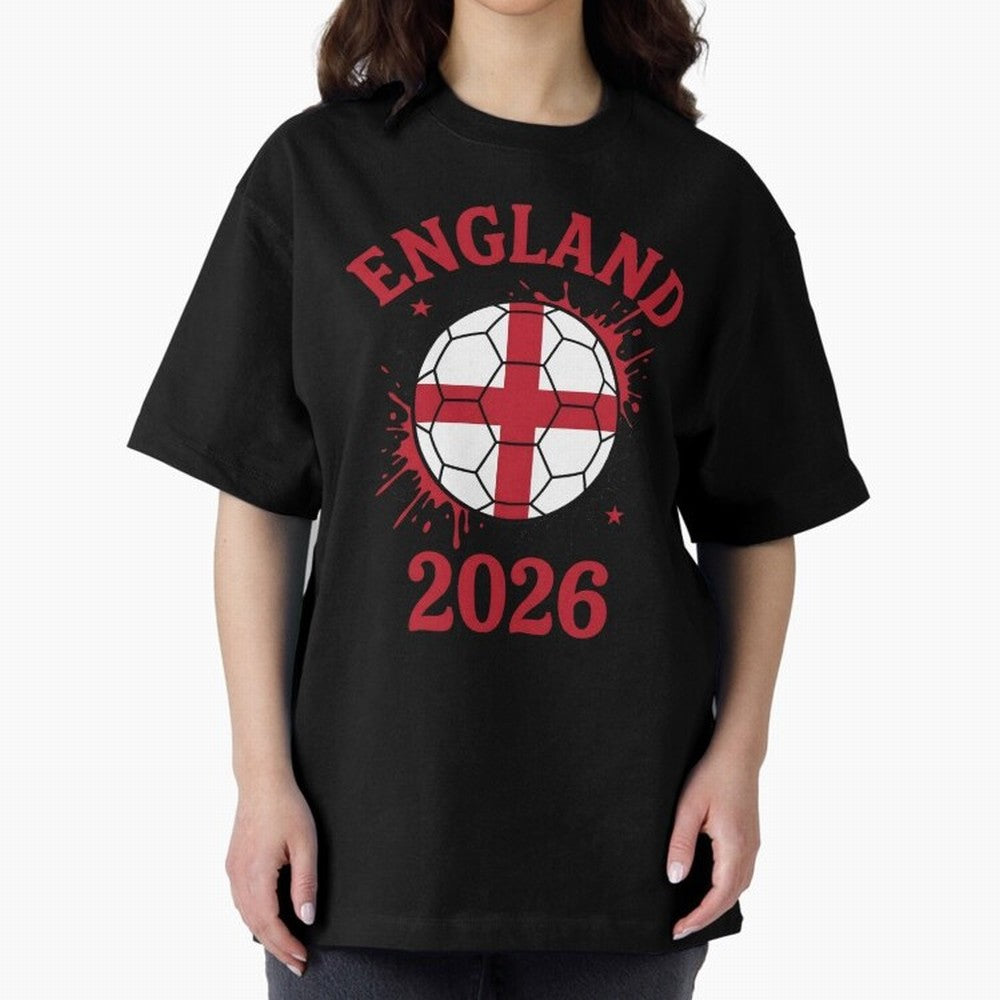 England World Cup 2026 football supporter| St George Cross Football Oversized T-Shirt Mark FIFA World Cup 2026 Group Stage for Fans of Mbappe and Argentina, France and Brazil, Bringing Champion Mindset, Group Stage Buzz, Knockout Tension and