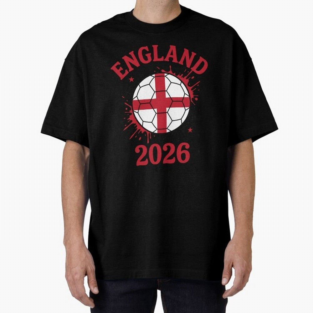 England World Cup 2026 football supporter| St George Cross Football Oversized T-Shirt Mark FIFA World Cup 2026 Group Stage for Fans of Mbappe and Argentina, France and Brazil, Bringing Champion Mindset, Group Stage Buzz, Knockout Tension and