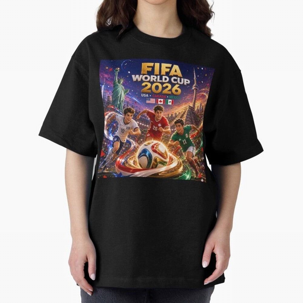 Host Nations Football 2026 #football 2026 Oversized T-Shirt Join the Countdown to the FIFA World Cup 2026 Group Stage Journey through CR7 and Messi Highlights, Argentina, France and Brazil Pride, Sports Nostalgia, International Competition, Famous