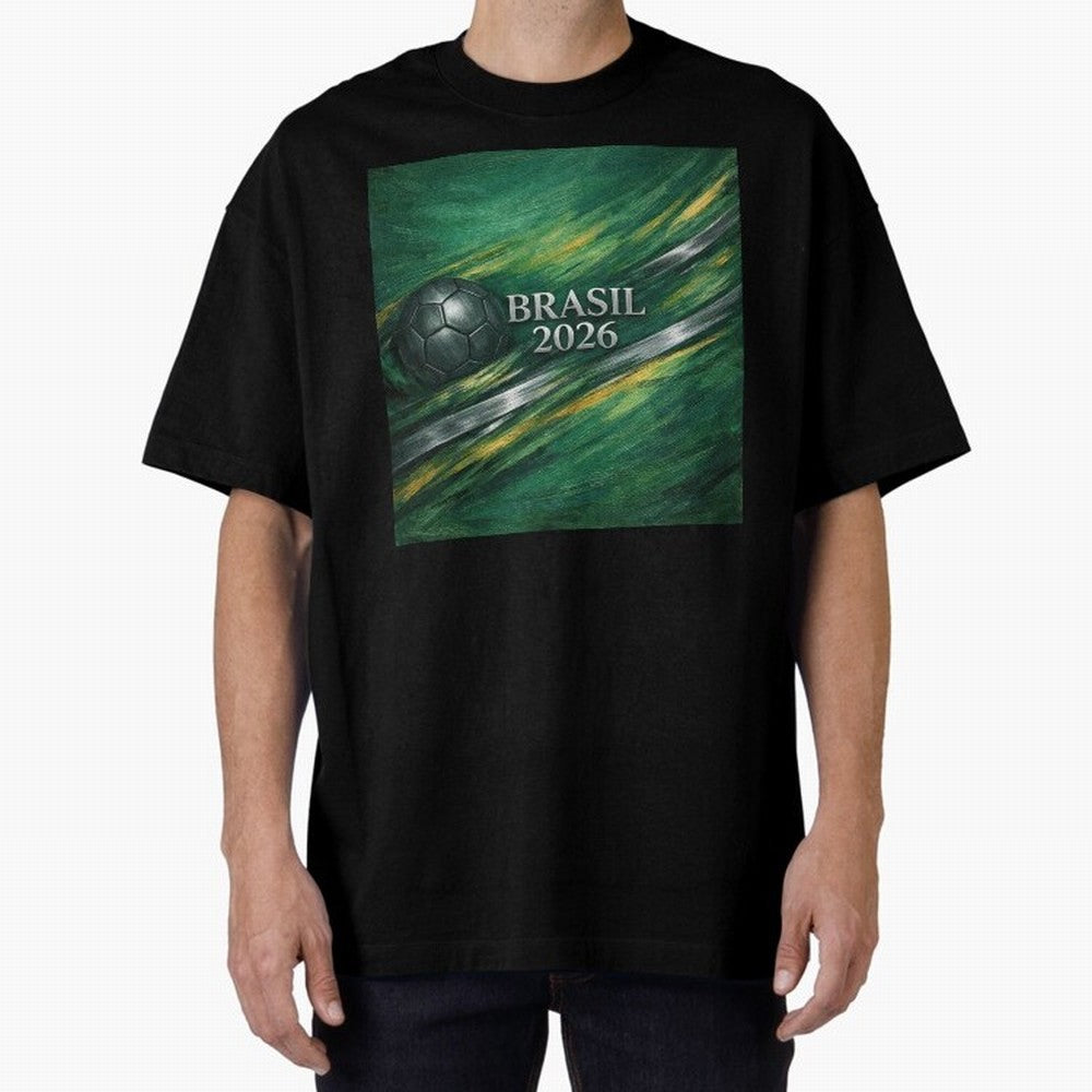 Brazil World Cup 2026 Concept Oversized T-Shirt Show Fan Pride Across Match Day Hype around FIFA World Cup 2026 Group Stage, Messi, Neymar and Mbappe, Argentina, France and Brazil, Worldwide Fan Energy, Dramatic Goals, Stadium Lights and