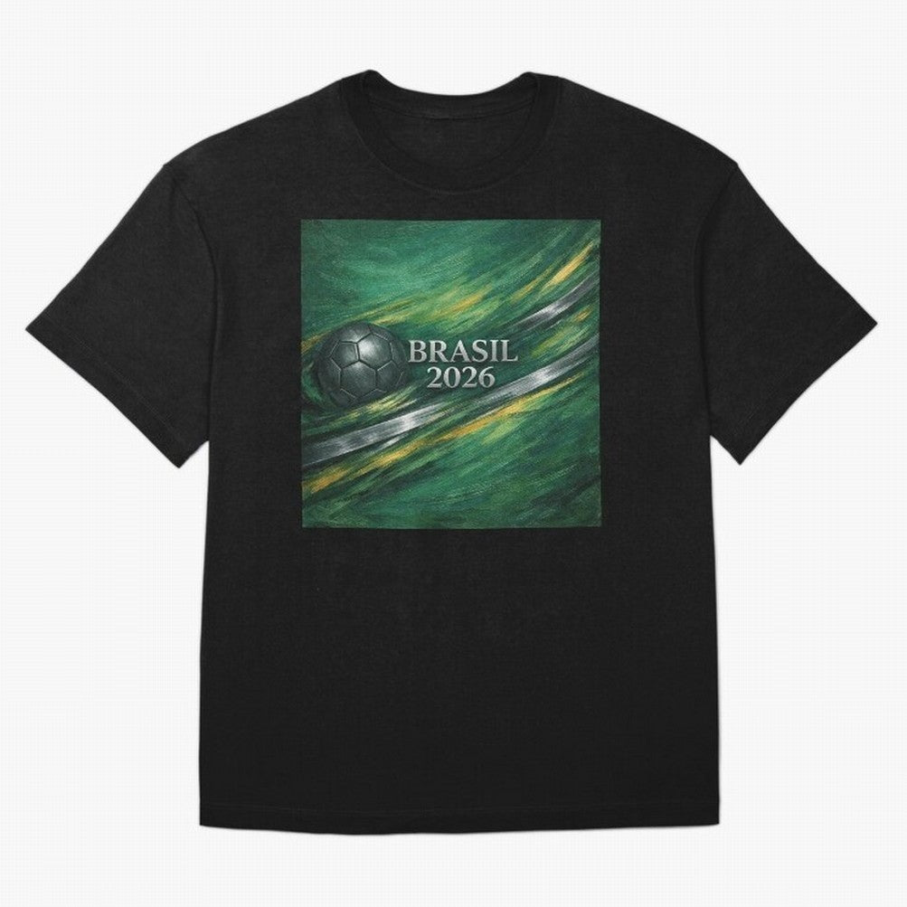 Brazil World Cup 2026 Concept Oversized T-Shirt Show Fan Pride Across Match Day Hype around FIFA World Cup 2026 Group Stage, Messi, Neymar and Mbappe, Argentina, France and Brazil, Worldwide Fan Energy, Dramatic Goals, Stadium Lights and