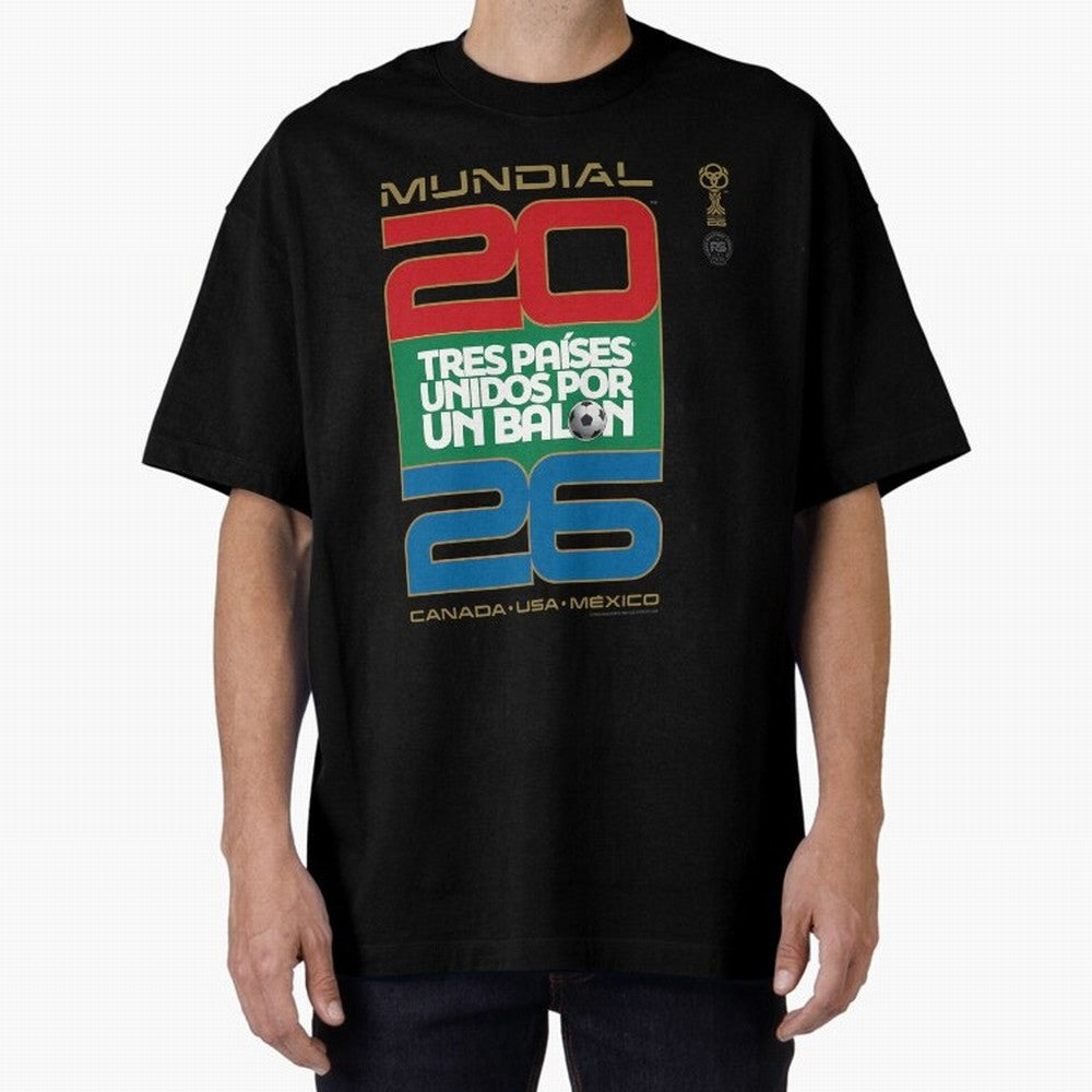 Mundial 26 Three Nations United By A Soccer Ball. Unidos Por Un Baln - World Cup Oversized T-Shirt Celebrate Supporters United by Global Football Passion for FIFA World Cup 2026, Connected to Messi, CR7 and Mbappe, Portugal, Spain and Germany, Fan