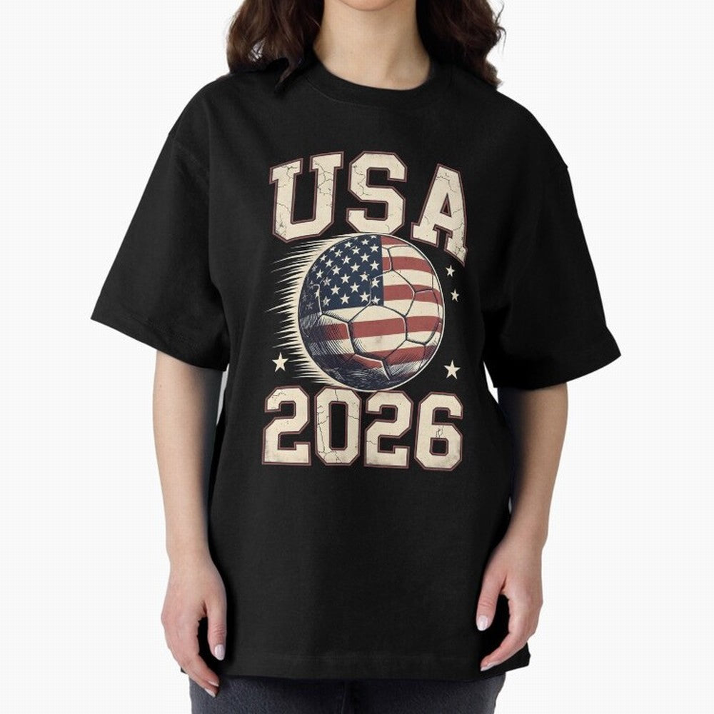 USA 2026 World Cup Soccer Oversized T-Shirt Refresh Global Football Passion for FIFA World Cup 2026, Highlighting CR7 and Messi, France, Champion Mindset, Group Stage Buzz, Knockout Tension and Passionate Fan Culture; Made for Collectors Who Enjoy