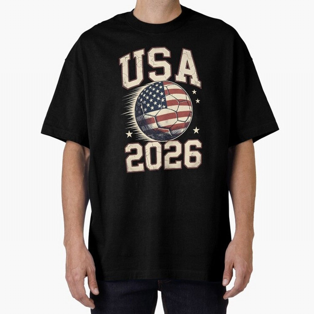 USA 2026 World Cup Soccer Oversized T-Shirt Refresh Global Football Passion for FIFA World Cup 2026, Highlighting CR7 and Messi, France, Champion Mindset, Group Stage Buzz, Knockout Tension and Passionate Fan Culture; Made for Collectors Who Enjoy