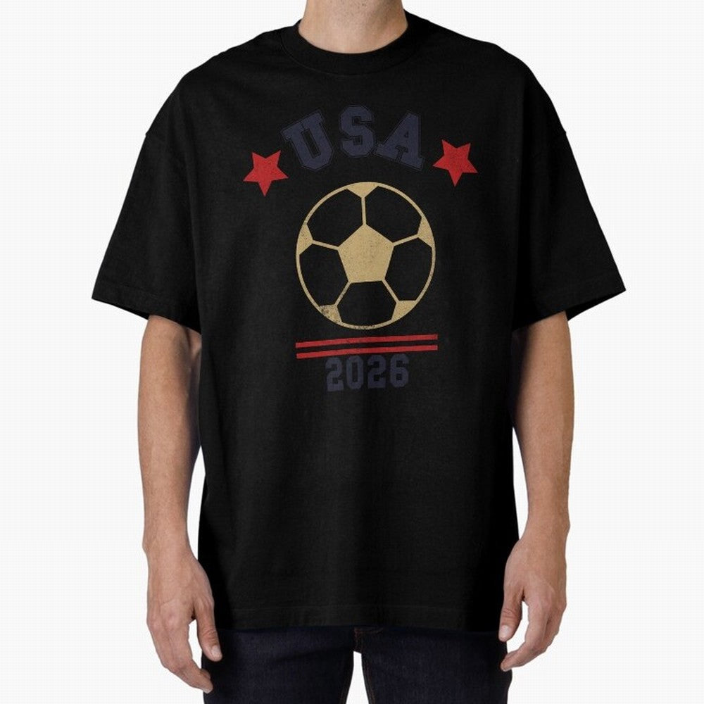 USA Soccer Fan 2026 Jersey Style Design Oversized T-Shirt Fuel Your Fan Pride for Global Football Passion for FIFA World Cup 2026, Featuring Messi and Cristiano Ronaldo, France, Football History, Final Match Energy, Crowd Noise and Once in a