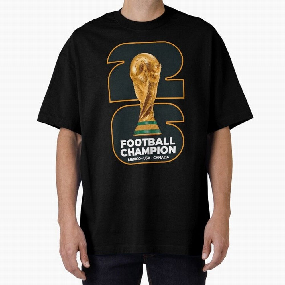 2026 Soccer Tournament Graphic - Football Champion Art Oversized T-Shirt Experience the Global Stage of Global Football Passion for FIFA World Cup 2026 USA Canada Mexico, Inspired by CR7, Brazil, Championship Spirit, Famous Goals, Roaring Crowds
