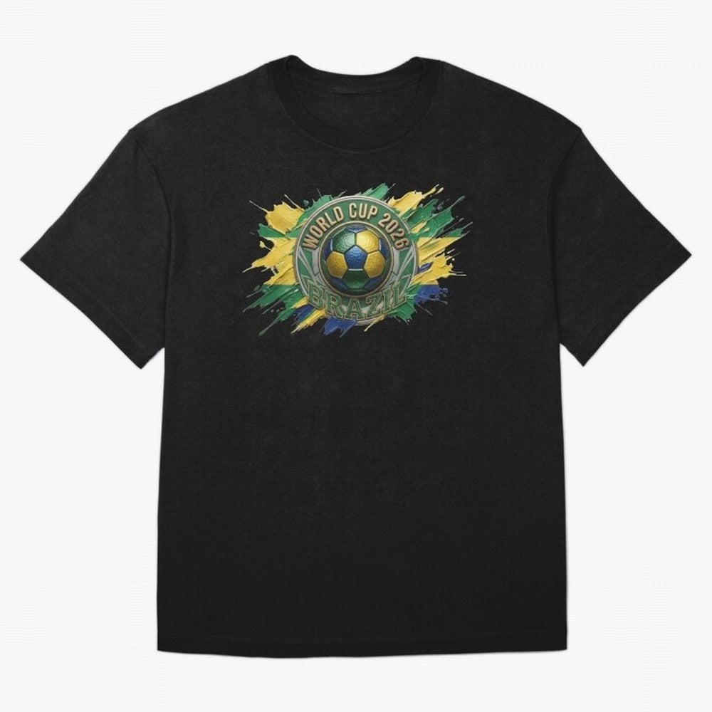 World Cup 2026 Brazil Soccer Ball Paint Splash Oversized T-Shirt Celebrate Every Goal in FIFA World Cup 2026 Capturing Mbappe, Portugal, Spain and Germany Energy, Soccer Culture, Superstar Moments, National Team Dreams and Competitive Fire; Perfect