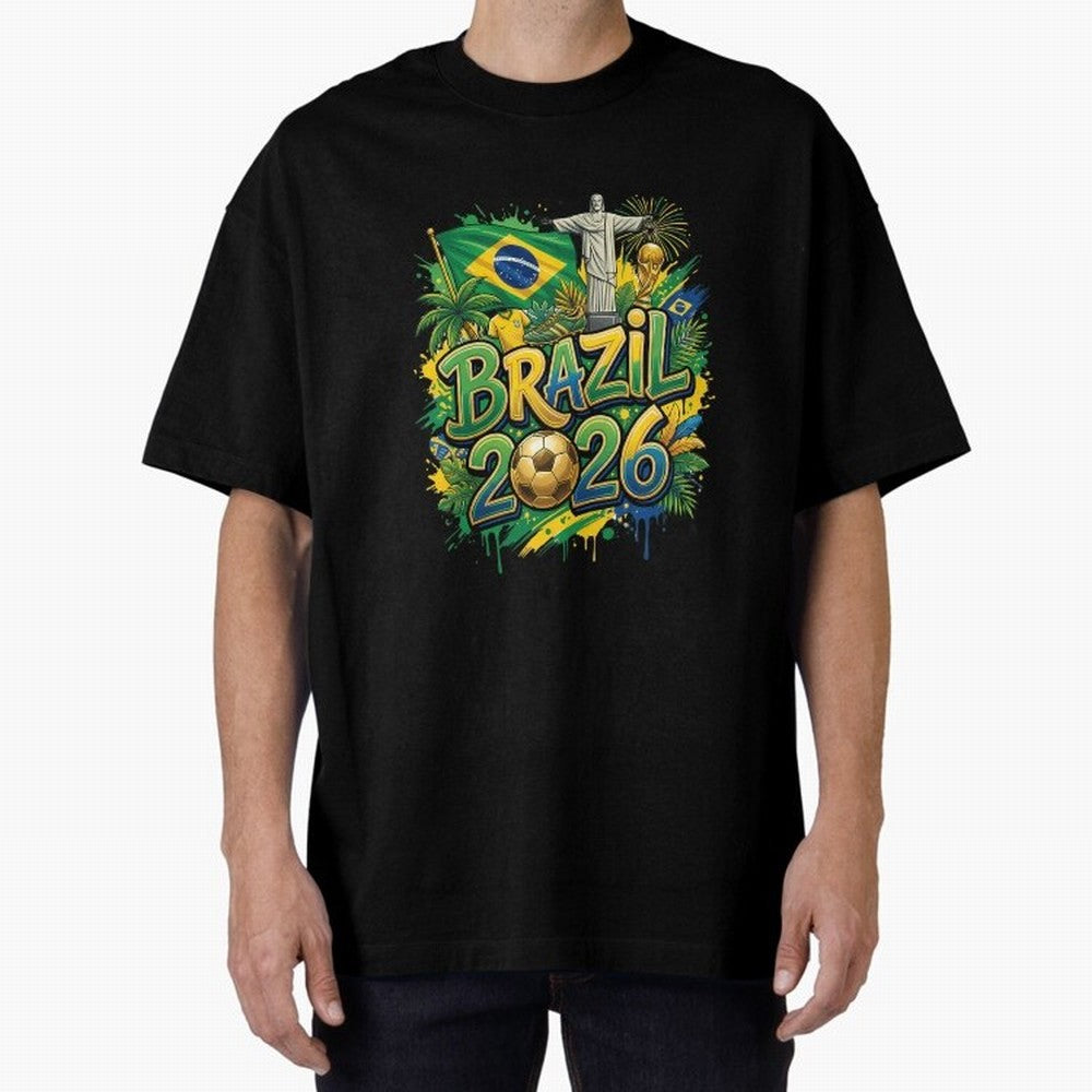 Brazil World Cup 2026 Football Legacy Oversized T-Shirt Keep Football History Alive during the FIFA World Cup 2026 USA Canada Mexico Journey through Neymar, Haaland and Cristiano Ronaldo Highlights, Argentina and Brazil Pride, Stadium Chants,