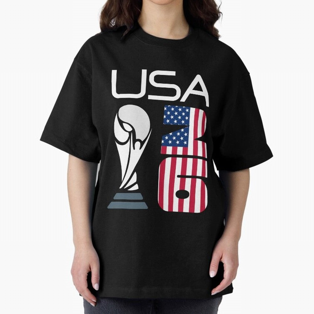 USA 2026 Soccer World Cup Trophy American Flag Design Oversized T-Shirt Capture Match Day Hype around FIFA World Cup 2026 Group Stage, Mbappe and Neymar, Brazil, Portugal and Argentina, Soccer Culture, Superstar Moments, National Team Dreams and