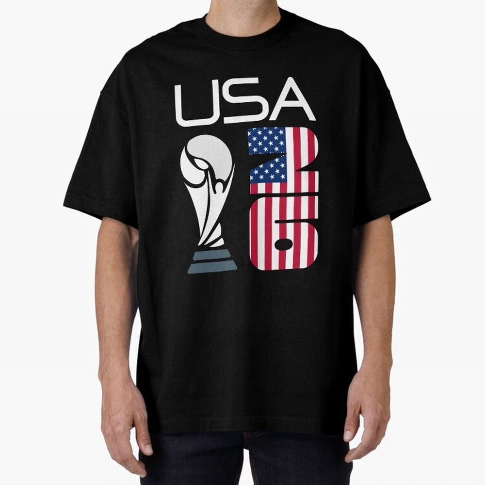 USA 2026 Soccer World Cup Trophy American Flag Design Oversized T-Shirt Capture Match Day Hype around FIFA World Cup 2026 Group Stage, Mbappe and Neymar, Brazil, Portugal and Argentina, Soccer Culture, Superstar Moments, National Team Dreams and