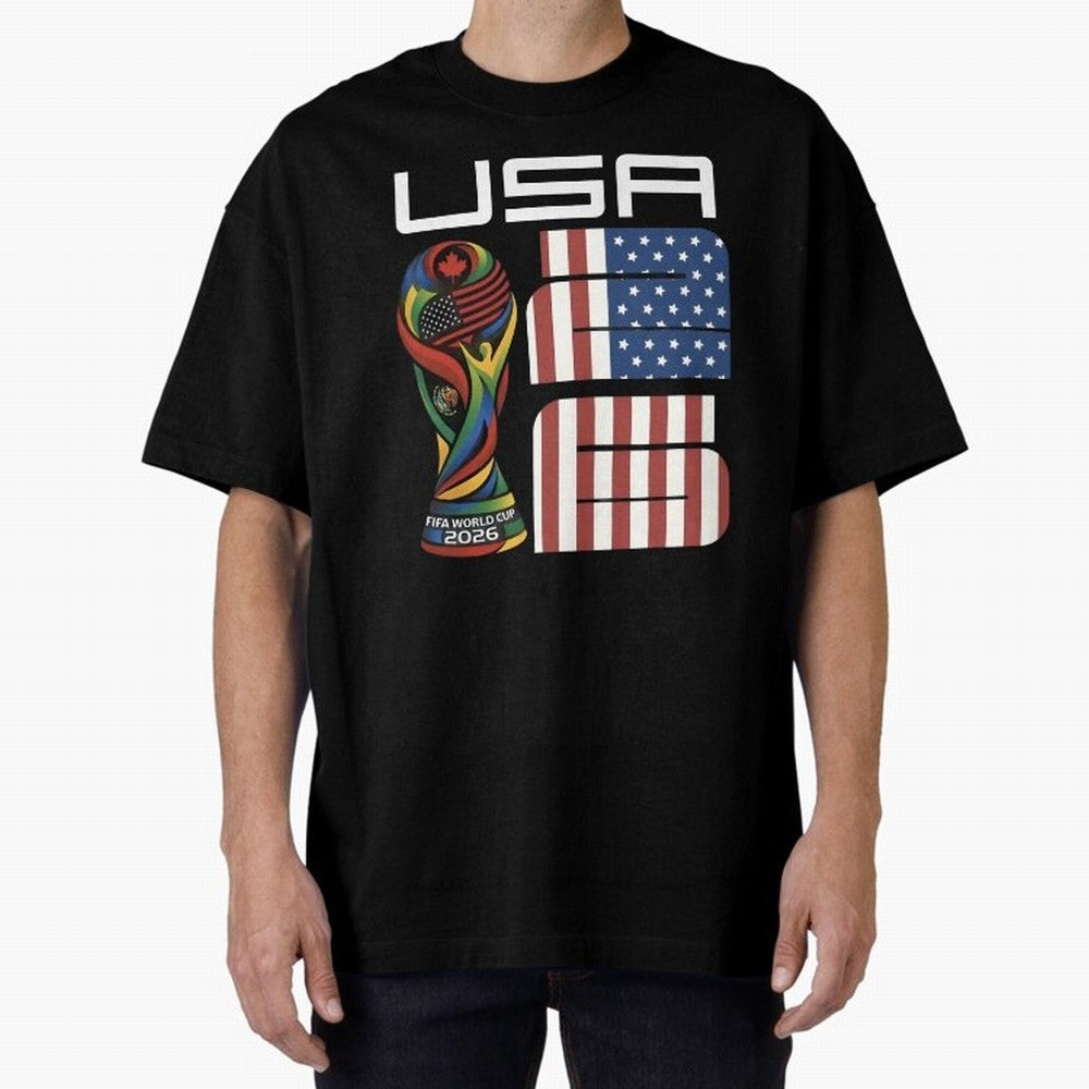 USA World Cup 2026 Host Nation Soccer Design Oversized T-Shirt Celebrate National Team Dreams in Match Day Hype around FIFA World Cup 2026 Group Stage, CR7, Spain, Championship Spirit, Famous Goals, Roaring Crowds and International Football Unity;