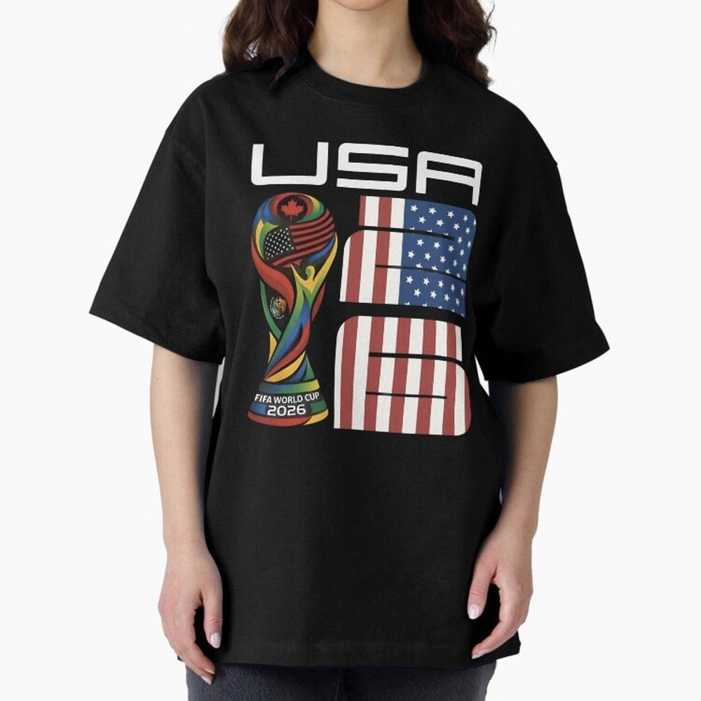 USA World Cup 2026 Host Nation Soccer Design Oversized T-Shirt Celebrate National Team Dreams in Match Day Hype around FIFA World Cup 2026 Group Stage, CR7, Spain, Championship Spirit, Famous Goals, Roaring Crowds and International Football Unity;