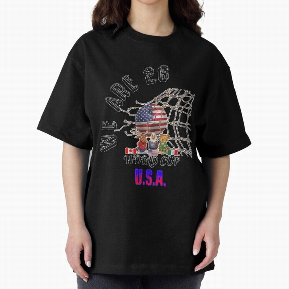 World cup 26 - USA Oversized T-Shirt Wear the Spirit of Global Football Passion for FIFA World Cup 2026 USA Canada Mexico, Celebrating Mbappe and Neymar, Argentina, France and Brazil, Champion Mindset, Group Stage Buzz, Knockout Tension and