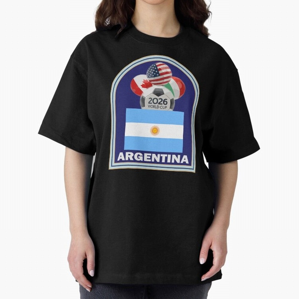 Argentina 2026 Soccer T-shirt Oversized T-Shirt Follow the Road to FIFA World Cup 2026 Spirit, Inspired by Argentina, France and Brazil, Neymar, Haaland and Cristiano Ronaldo, Football Passion, Legendary Performances, Festival Vibes and Supporter