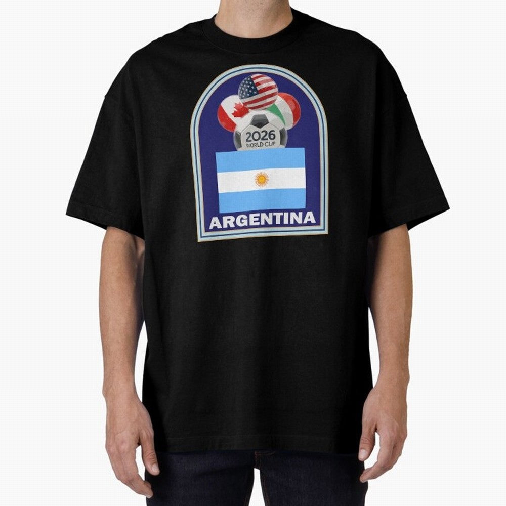 Argentina 2026 Soccer T-shirt Oversized T-Shirt Follow the Road to FIFA World Cup 2026 Spirit, Inspired by Argentina, France and Brazil, Neymar, Haaland and Cristiano Ronaldo, Football Passion, Legendary Performances, Festival Vibes and Supporter