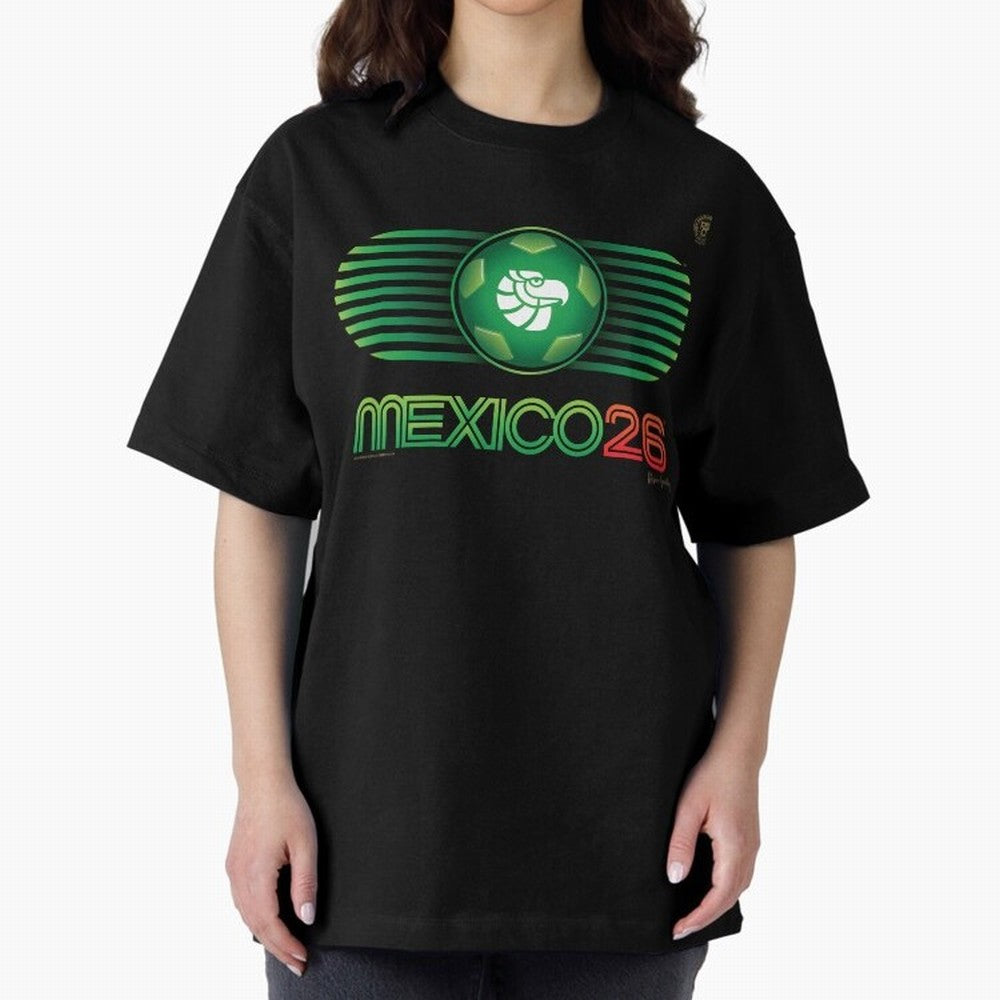 Mexico 26 World Cup Retro Logo. Autographed Oversized T-Shirt Live the Energy of the FIFA World Cup 2026 Group Stage Journey through Messi and Cristiano Ronaldo Highlights, Spain Pride, Soccer Culture, Superstar Moments, National Team Dreams and