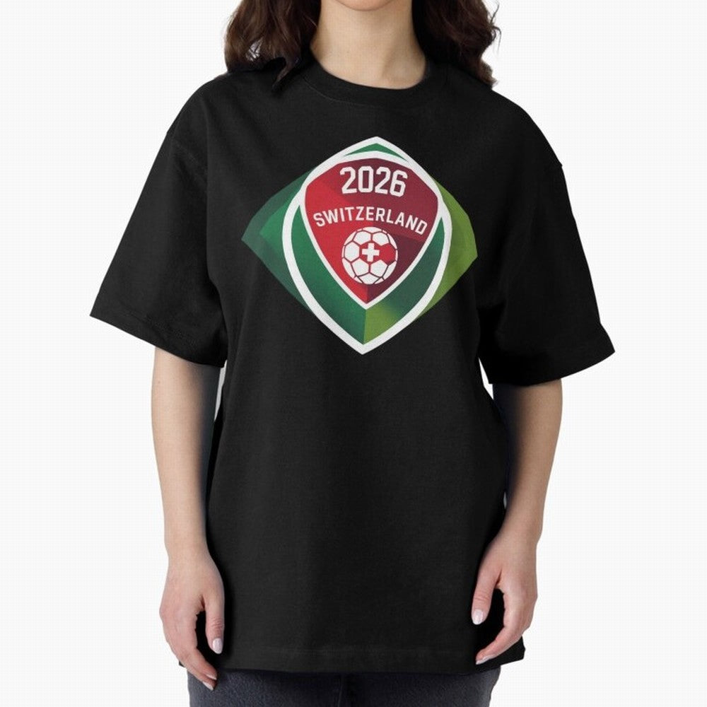 Switzerland 2026 Oversized T-Shirt Bring Match Day Fire to Global Football Passion for FIFA World Cup 2026 USA Canada Mexico, Highlighting Neymar, Haaland and Cristiano Ronaldo, Argentina, France and Brazil, Worldwide Fan Energy, Dramatic Goals,
