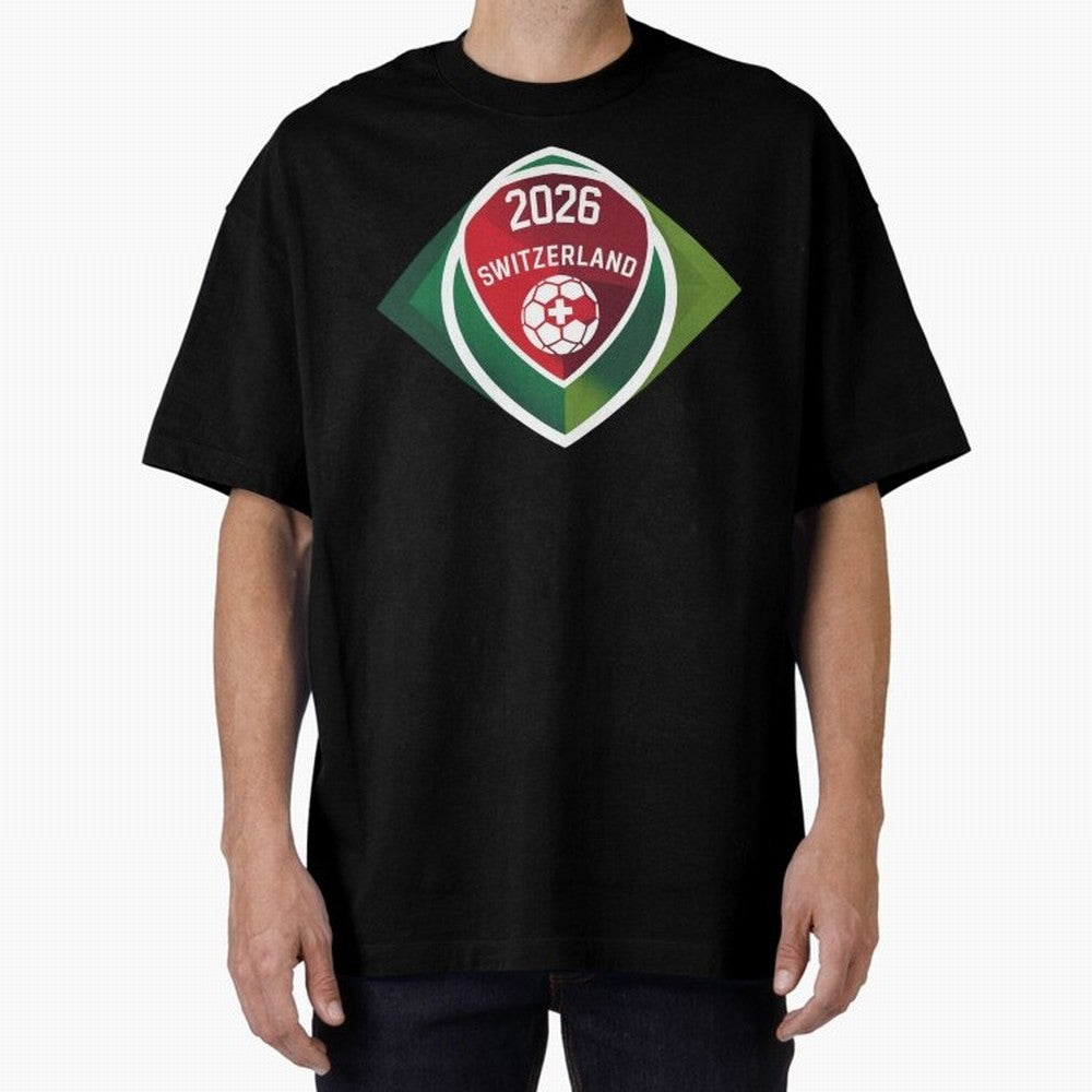 Switzerland 2026 Oversized T-Shirt Bring Match Day Fire to Global Football Passion for FIFA World Cup 2026 USA Canada Mexico, Highlighting Neymar, Haaland and Cristiano Ronaldo, Argentina, France and Brazil, Worldwide Fan Energy, Dramatic Goals,