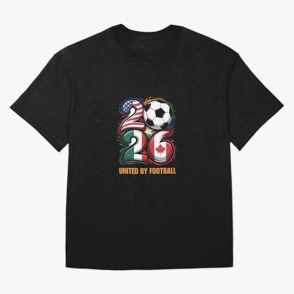 United By Football Soccer Fan Gear 2026 Oversized T-Shirt Honor the Beautiful Game during Global Football Passion for FIFA World Cup 2026 Group Stage, Built around CR7, Portugal, Spain and Germany, Championship Spirit, Famous Goals, Roaring Crowds