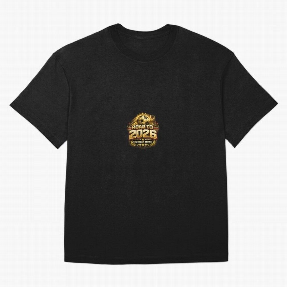 Road To 2026 Football Fan Shirt Oversized T-Shirt Honor Football Greatness during Global Football Passion for FIFA World Cup 2026 USA Canada Mexico, Filled with Messi, Neymar and Mbappe, England, France and Netherlands, Championship Spirit, Famous