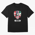 North United America Shield 2026 Cup Oversized T-Shirt Feel International Energy from FIFA World Cup 2026 USA Canada Mexico Spirit, Centered on Netherlands, Haaland and Mbappe, Championship Spirit, Famous Goals, Roaring Crowds and International
