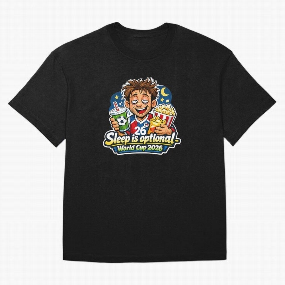 Sleep Is Optional World Cup 2026 Soccer Fan Night Oversized T-Shirt Support Your Favorite Stars during FIFA World Cup 2026 USA Canada Mexico for Fans of Messi and England, France and Netherlands, Bringing Football Festival Excitement, Trophy