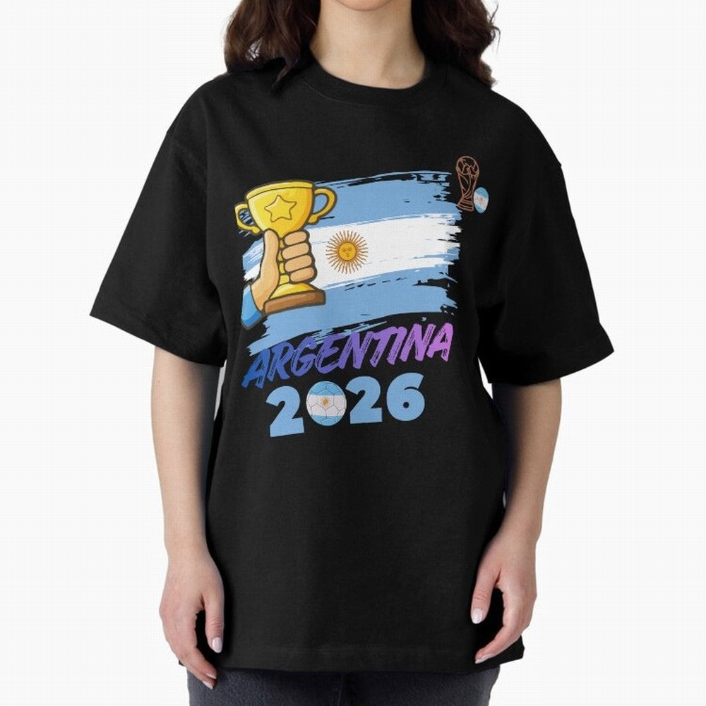 Argentina world cup design Oversized T-Shirt Celebrate the Biggest Stage of FIFA World Cup 2026 Spirit, Driven by Argentina and Brazil, Neymar, Haaland and Cristiano Ronaldo, Goal Celebration Energy, Supporter Heritage, Football Icons and Worldwide