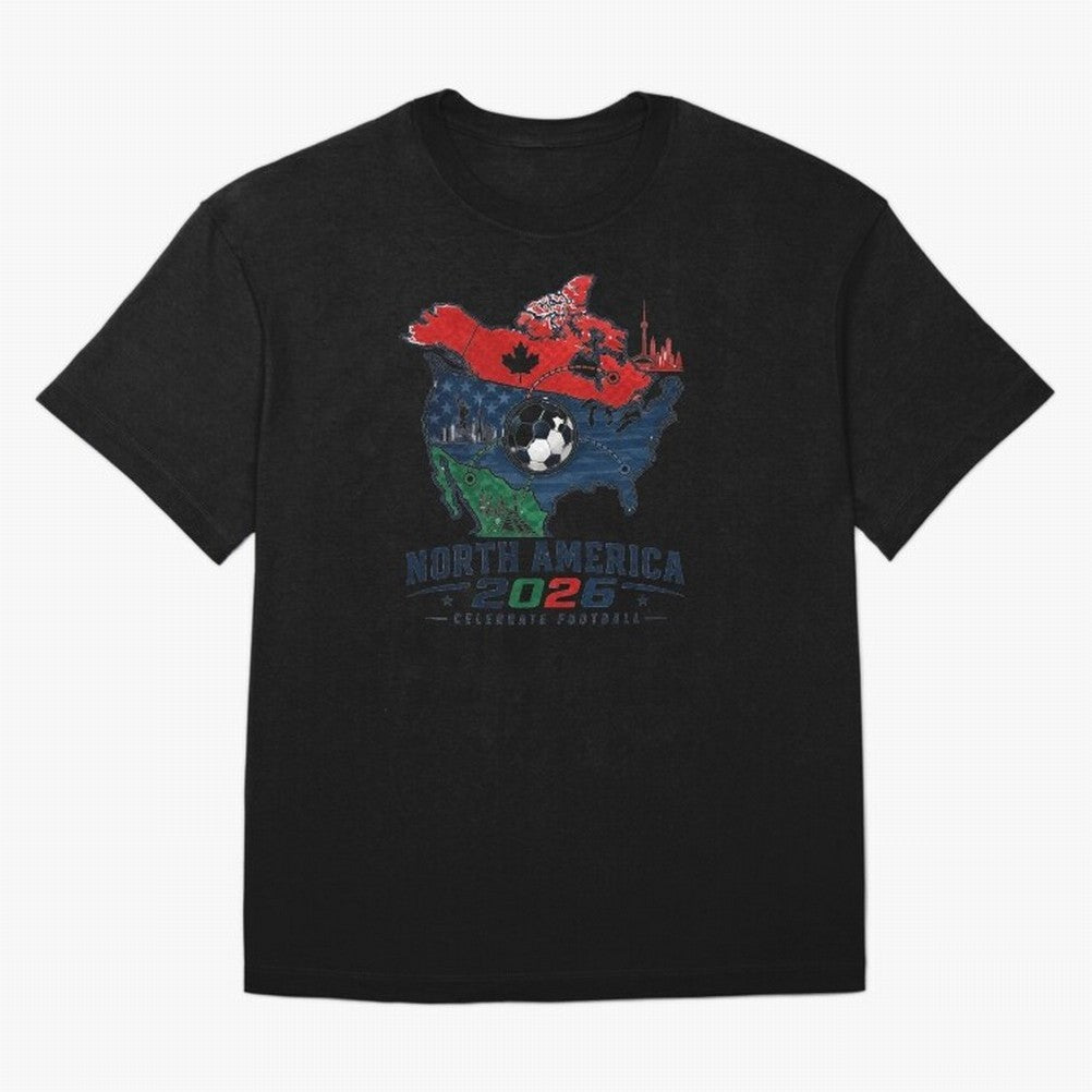 United by Football 2026 North America Soccer Design Oversized T-Shirt Live the Energy of Match Day Hype around FIFA World Cup 2026 Group Stage, Messi, Neymar and Mbappe, Portugal, Tournament Hype, Historic Matchups, Family Viewing Parties and