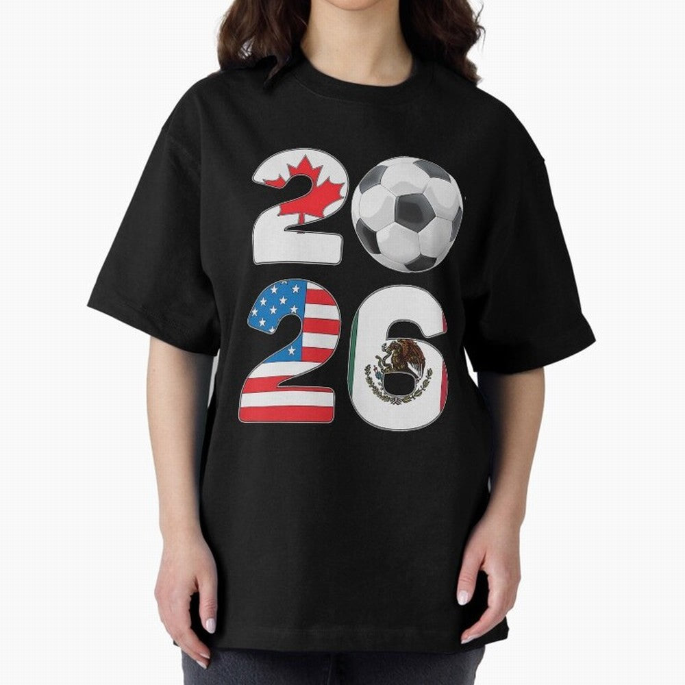 2026 North America Football Massive Event Soccer Ball Oversized T-Shirt Celebrate Classic Football Spirit in Global Football Passion for FIFA World Cup 2026 USA Canada Mexico, Celebrating Mbappe and Neymar, Argentina, Game Day Rituals, Football