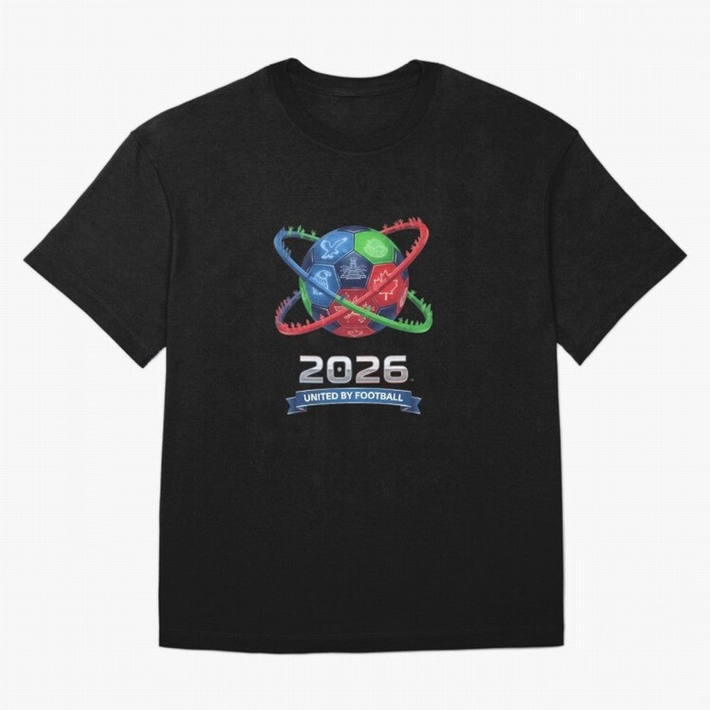 United By Football 2026 Global Connectivity Oversized T-Shirt Showcase FIFA World Cup 2026 Group Stage for Fans of CR7 and Messi and France, Bringing Match Day Excitement, Supporter Culture, Golden Goals and Global Football Passion; Ideal for