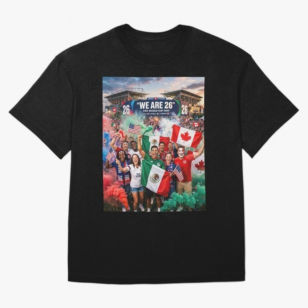 2026 World Cup Fans Celebrate Oversized T-Shirt Honor Football Greatness during Match Day Hype around FIFA World Cup 2026, CR7 and Messi, Portugal, Vintage Soccer Flavor, Modern Football Stars, National Flags and Final Night Emotion; Ideal for