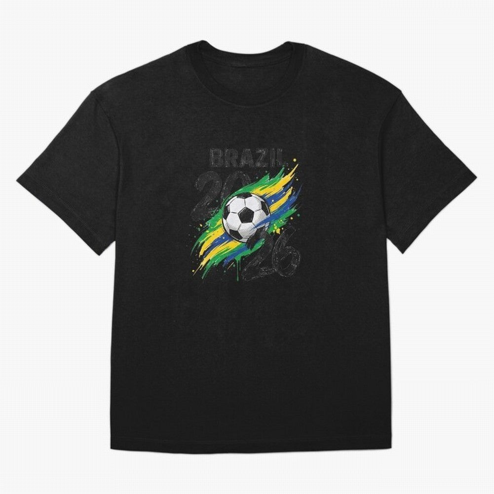 Brazil Soccer 2026 Fan Shirt ¨C Brazil Football Supporter Oversized T-Shirt Support FIFA World Cup 2026 USA Canada Mexico Spirit, Built around Netherlands, Messi, Neymar and Mbappe, Worldwide Fan Energy, Dramatic Goals, Stadium Lights and