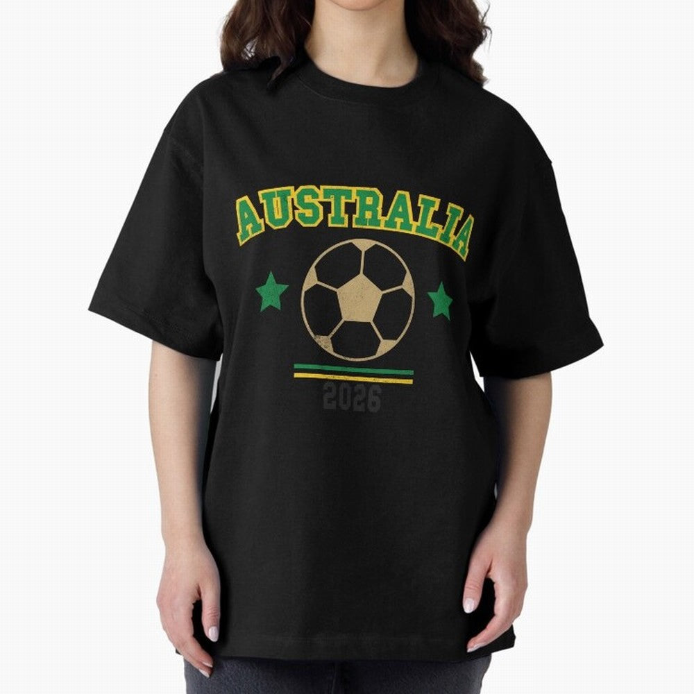Australia 2026 ¡ª Vintage Soccer Tee Oversized T-Shirt Remember Iconic Moments from Global Football Passion for FIFA World Cup 2026, Centered on Messi, Neymar and Mbappe, Brazil, Portugal and Argentina, Supporter Pride, Iconic Celebrations,