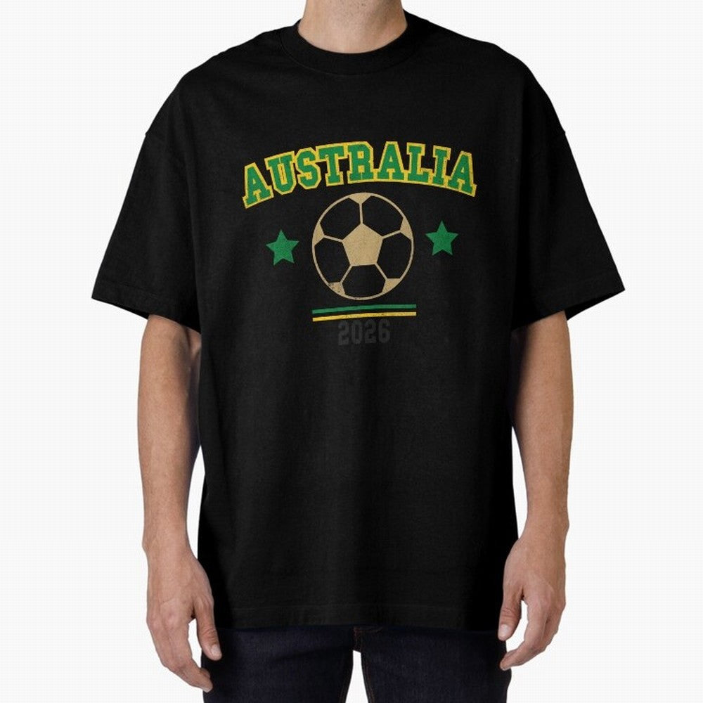 Australia 2026 ¡ª Vintage Soccer Tee Oversized T-Shirt Remember Iconic Moments from Global Football Passion for FIFA World Cup 2026, Centered on Messi, Neymar and Mbappe, Brazil, Portugal and Argentina, Supporter Pride, Iconic Celebrations,