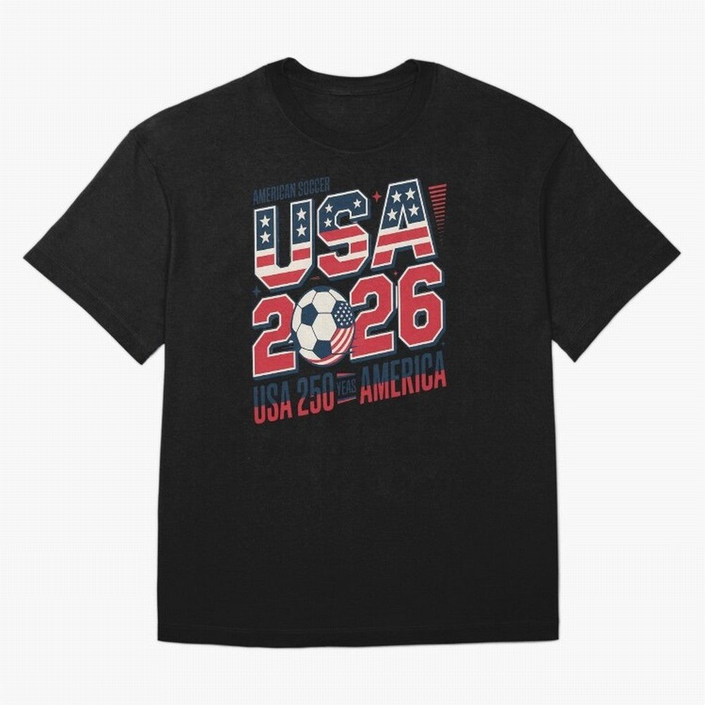 USA Soccer 250 Years 1776 -2026 Oversized T-Shirt Remember FIFA World Cup 2026 USA Canada Mexico for Fans of Haaland and Mbappe and Argentina, France and Brazil, Bringing Global Supporter Spirit, Legendary Goals, National Colors and Tournament