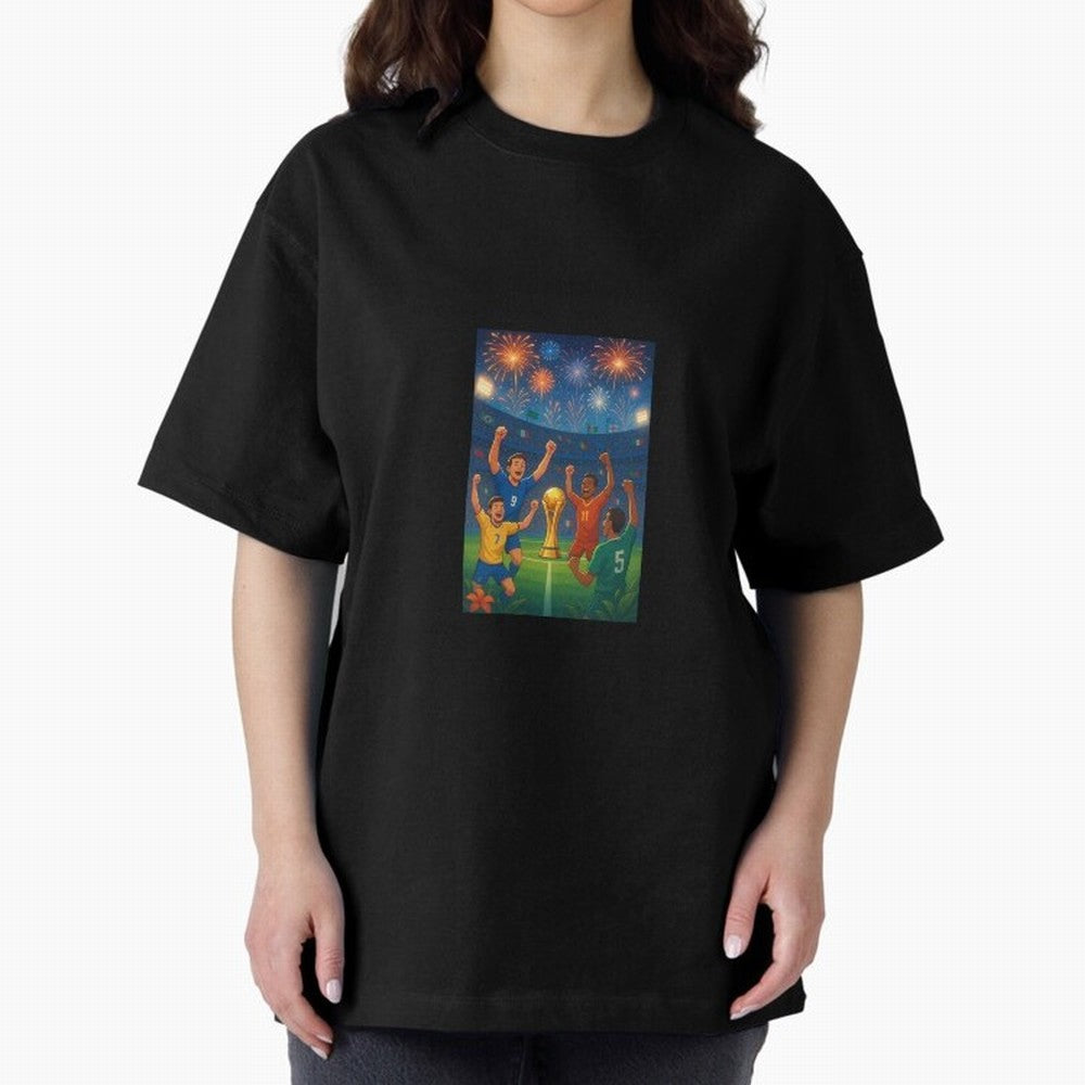 World Cup Oversized T-Shirt Honor the Football Icons of FIFA World Cup 2026 Group Stage Spirit, with Portugal, Messi, Championship Spirit, Famous Goals, Roaring Crowds and International Football Unity; Ideal for Fans Who Follow Messi, Cristiano
