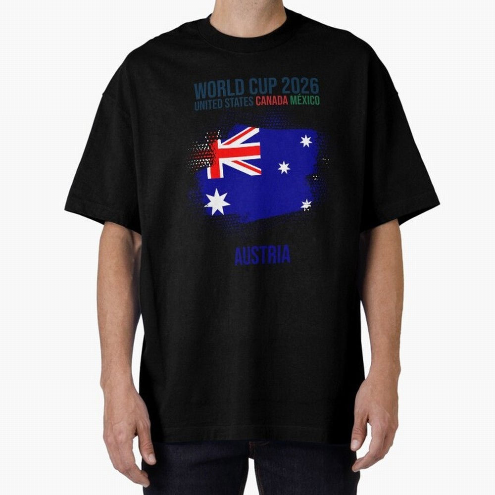 AUSTRIA WORLD CUP 2026 Oversized T-Shirt Bring Trophy Dreams to FIFA World Cup 2026 for Fans of Messi, CR7 and Mbappe and Argentina, France and Brazil, Bringing Champion Mindset, Group Stage Buzz, Knockout Tension and Passionate Fan Culture; Ideal