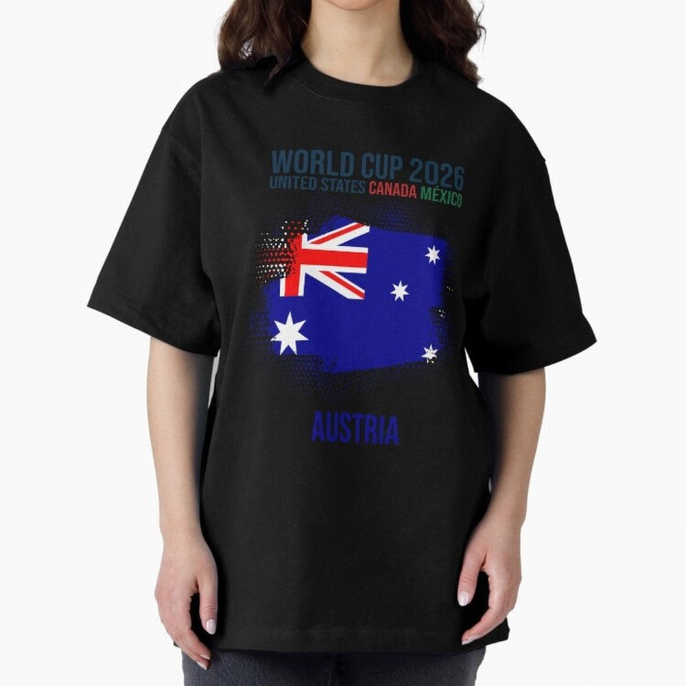 AUSTRIA WORLD CUP 2026 Oversized T-Shirt Bring Trophy Dreams to FIFA World Cup 2026 for Fans of Messi, CR7 and Mbappe and Argentina, France and Brazil, Bringing Champion Mindset, Group Stage Buzz, Knockout Tension and Passionate Fan Culture; Ideal