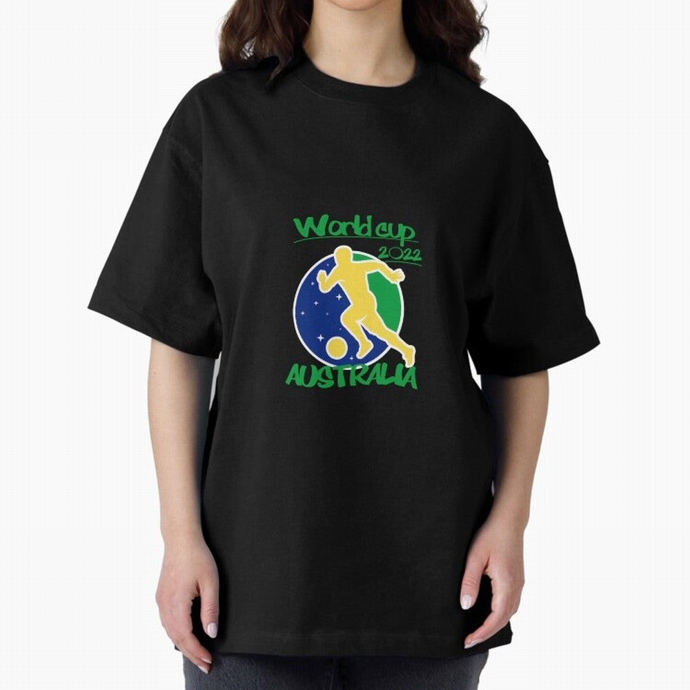 Australia World Cup 2022 Oversized T-Shirt Embrace FIFA World Cup 2026 USA Canada Mexico Spirit, Inspired by Germany, Mbappe and Neymar, Retro Football Energy, Iconic Rivalries, Trophy Chase Drama and Stadium Atmosphere; Made for Die Hard
