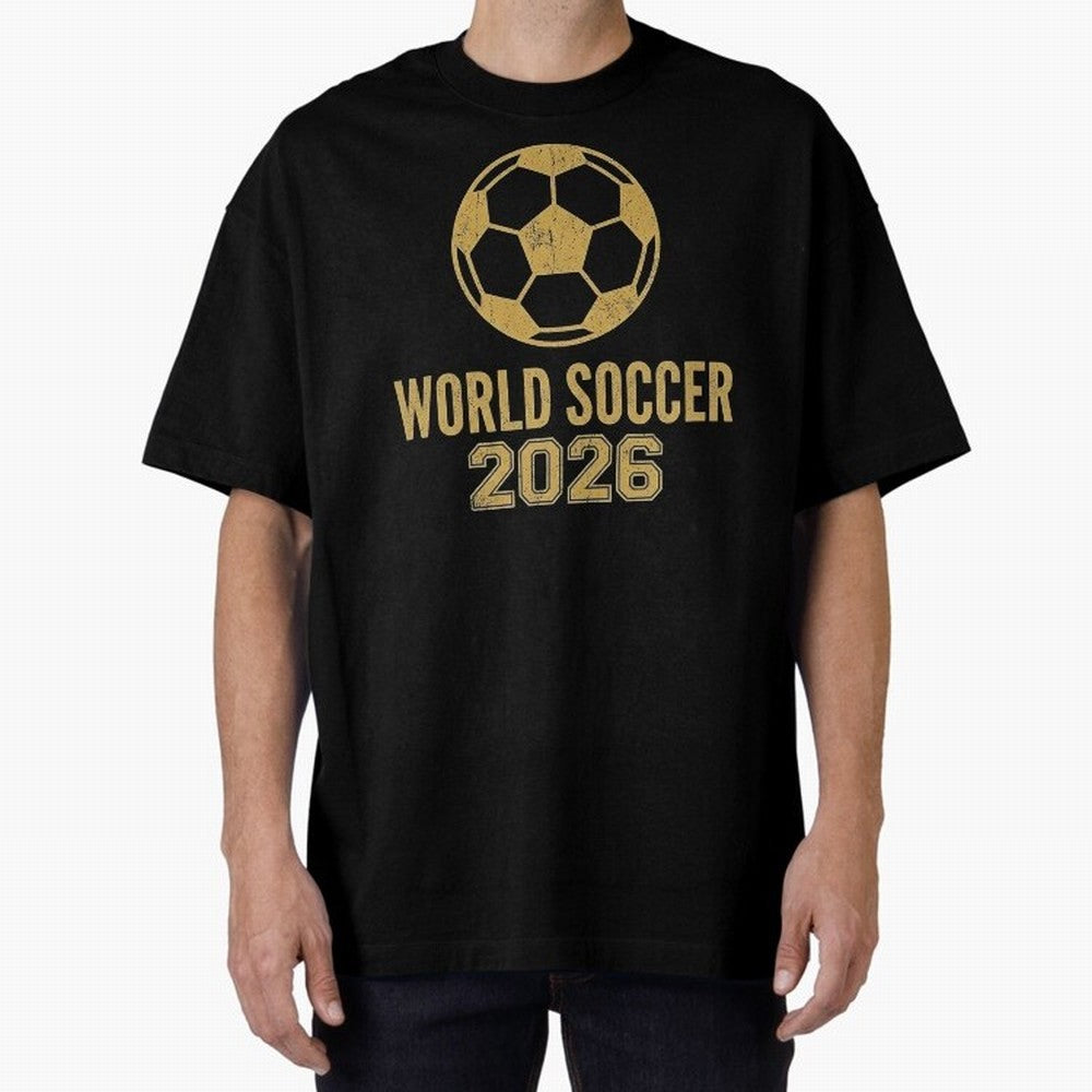 Retro World Soccer 2026 Design Oversized T-Shirt Spotlight Match Day Hype around FIFA World Cup 2026, Neymar, Haaland and Cristiano Ronaldo, Germany, Classic Soccer Heritage, Championship Pressure, Fan Loyalty and International Pride; Built for