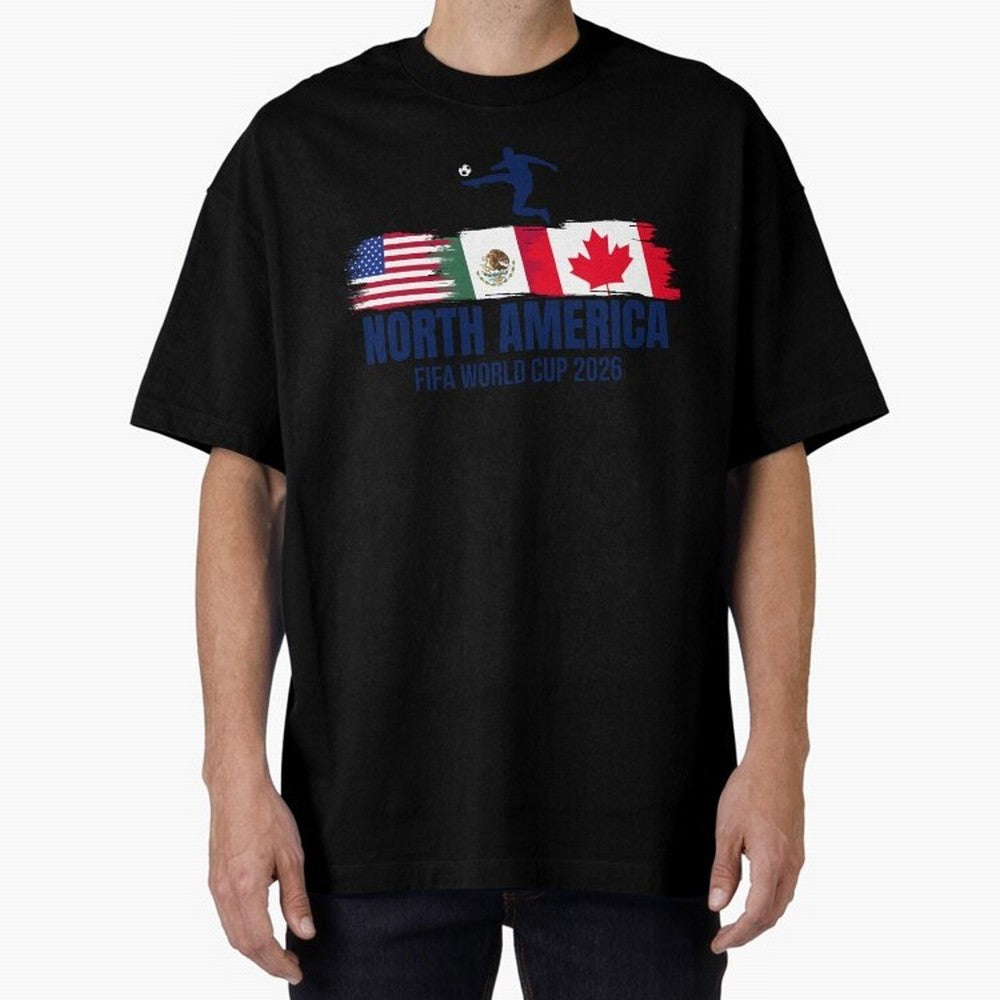 2026 North America Soccer World Tour - USA Mexico Canada Oversized T-Shirt Feel the Trophy Chase of Global Football Passion for FIFA World Cup 2026, Centered on Messi, Neymar and Mbappe, Brazil, Portugal and Argentina, Football Festival Excitement,