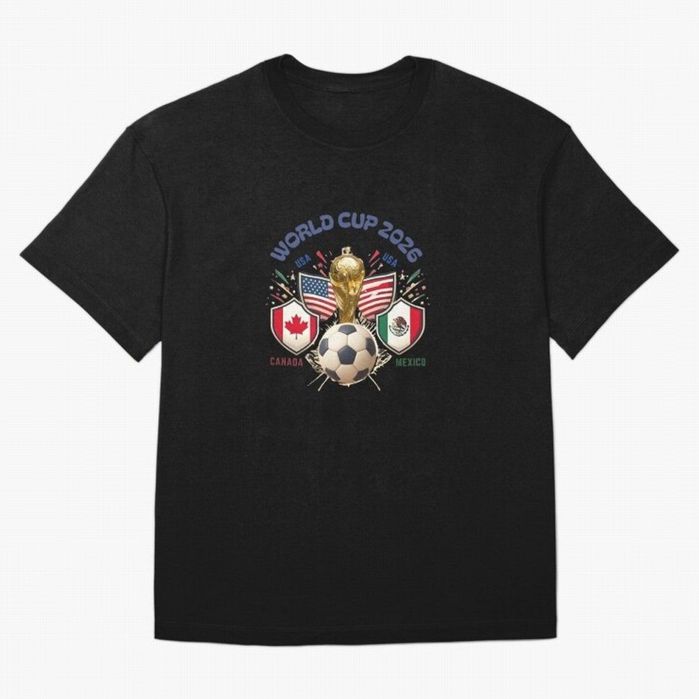 World Cup 2026 Host Nations Crest Oversized T-Shirt Represent Football Lovers during FIFA World Cup 2026 Group Stage Featuring Cristiano Ronaldo, Argentina, France and Brazil Energy, Football History, Final Match Energy, Crowd Noise and Once in a