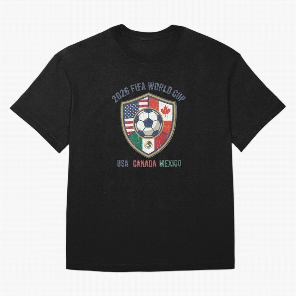 North America United Soccer 2026 Vintage Crest Oversized T-Shirt Make Game Day About Global Football Passion for FIFA World Cup 2026 USA Canada Mexico, Highlighting Messi, Neymar and Mbappe, Argentina, France and Brazil, Worldwide Fan Energy,
