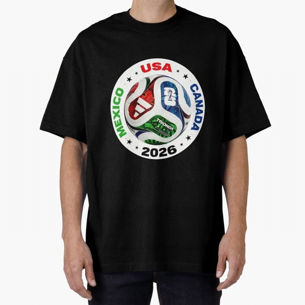Trionda 26 Soccer Ball - North America 2026 Football Art Oversized T-Shirt Honor Champions and Dreams in the FIFA World Cup 2026 Group Stage Journey through Cristiano Ronaldo Highlights, France and Portugal Pride, Championship Spirit, Famous Goals,