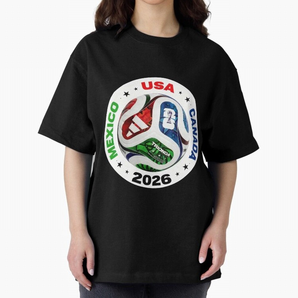 Trionda 26 Soccer Ball - North America 2026 Football Art Oversized T-Shirt Honor Champions and Dreams in the FIFA World Cup 2026 Group Stage Journey through Cristiano Ronaldo Highlights, France and Portugal Pride, Championship Spirit, Famous Goals,