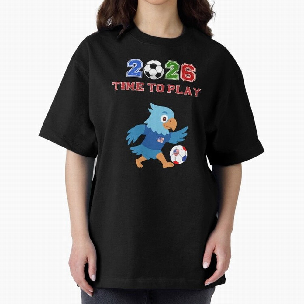 USA Soccer Eagle Mascot 2026 Time To Play Football Oversized T-Shirt Remember Iconic Moments from FIFA World Cup 2026 Filled with Neymar, Brazil Energy, Global Supporter Spirit, Legendary Goals, National Colors and Tournament Celebration; Built for