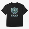 International Soccer 2026 Retro Pixel Glitch Crest Oversized T-Shirt Make Game Day About FIFA World Cup 2026 Group Stage Connected to Messi and Cristiano Ronaldo, Argentina Energy, Classic Soccer Heritage, Championship Pressure, Fan Loyalty and
