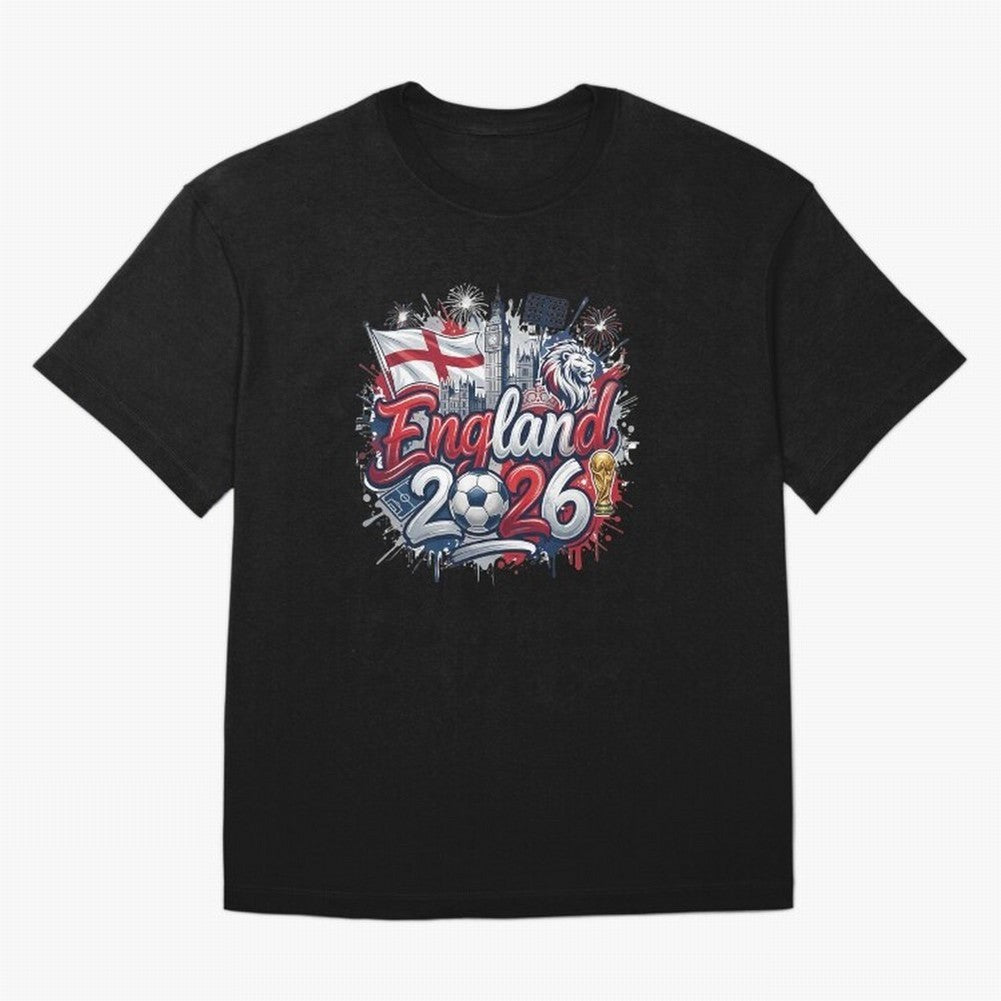England World Cup 2026 Football Legacy Oversized T-Shirt Upgrade FIFA World Cup 2026 USA Canada Mexico for Fans of Messi, Neymar and Mbappe and Argentina, Bringing Championship Spirit, Famous Goals, Roaring Crowds and International Football Unity;