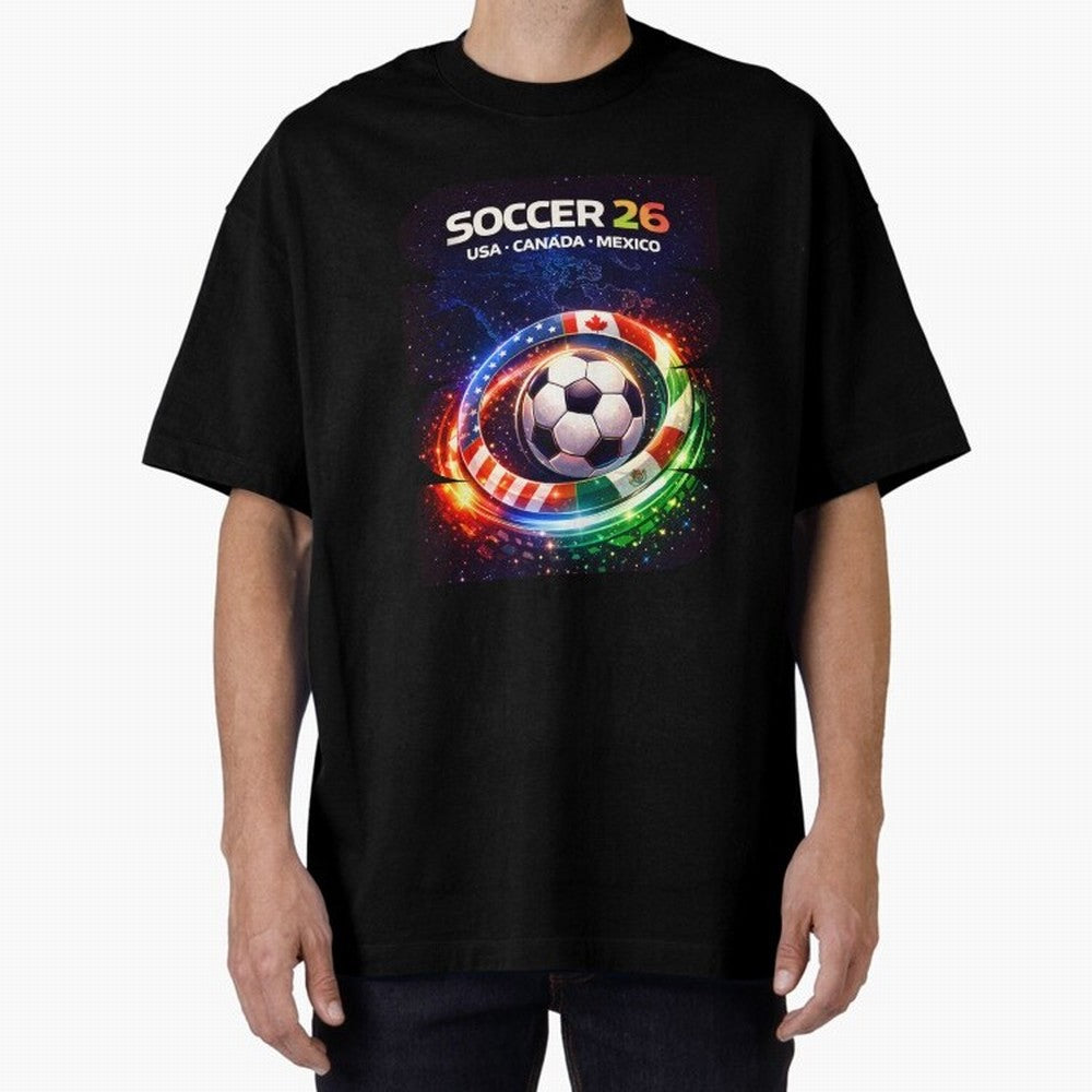 North America Soccer 2026 Shirt, Soccer 26 USA Canada Mexico Fan Tee, United 2026 Soccer Graphic Oversized T-Shirt Relive Legendary Nights from FIFA World Cup 2026 Spirit, Celebrating France and Portugal, CR7, Tournament Hype, Historic Matchups,